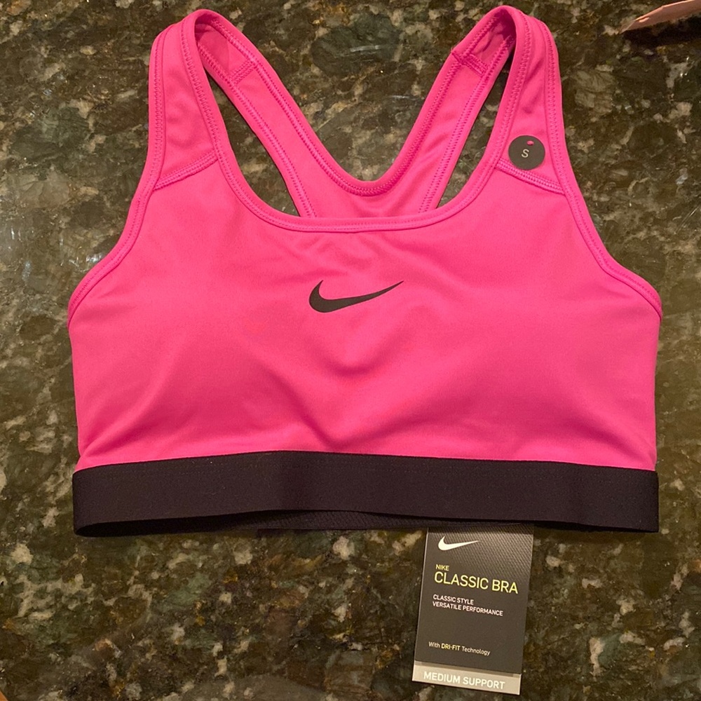 Pink Nike sports bra